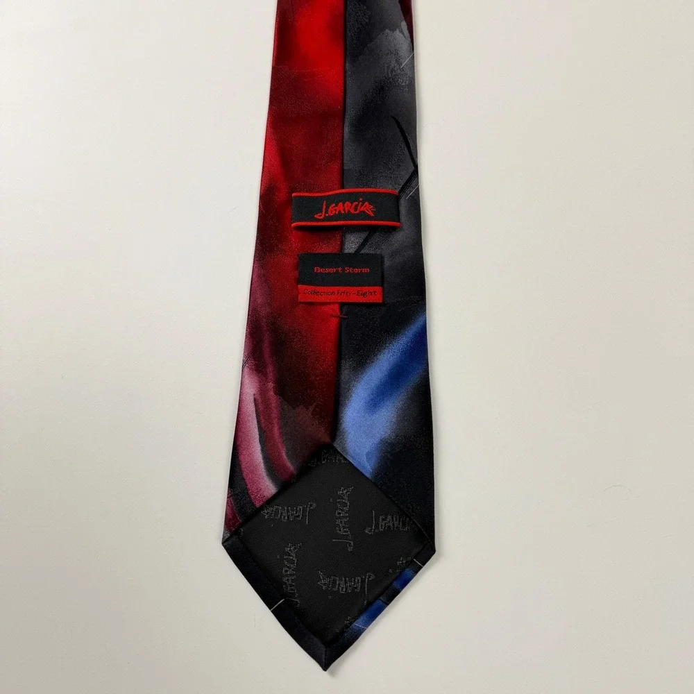 Vintage J. Garcia Red Blue Abstract‎ Desert Storm Collection 58 Silk Tie China
